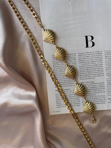 ZİNCİR DENİZ KABUĞU GOLD KEMER